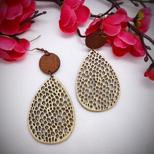 Intricately Designed Wooden Earrings